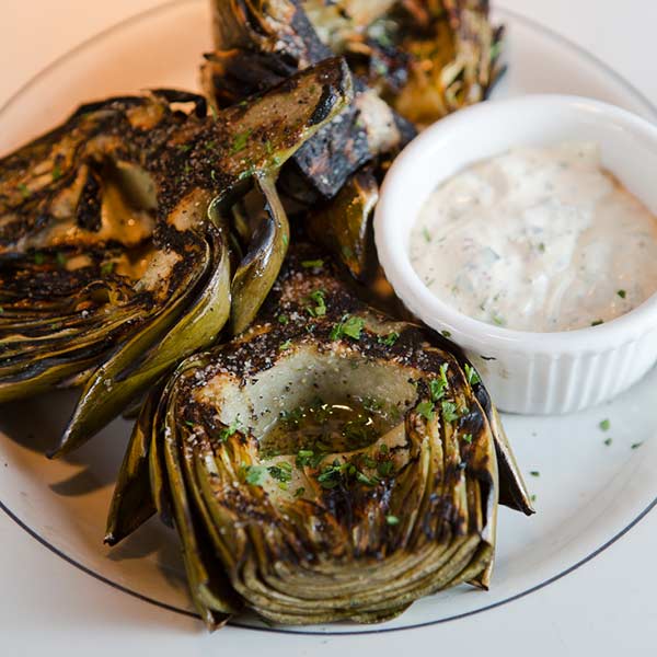 wood-grilled artichokes